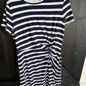 LOFT Navy and White Striped dress